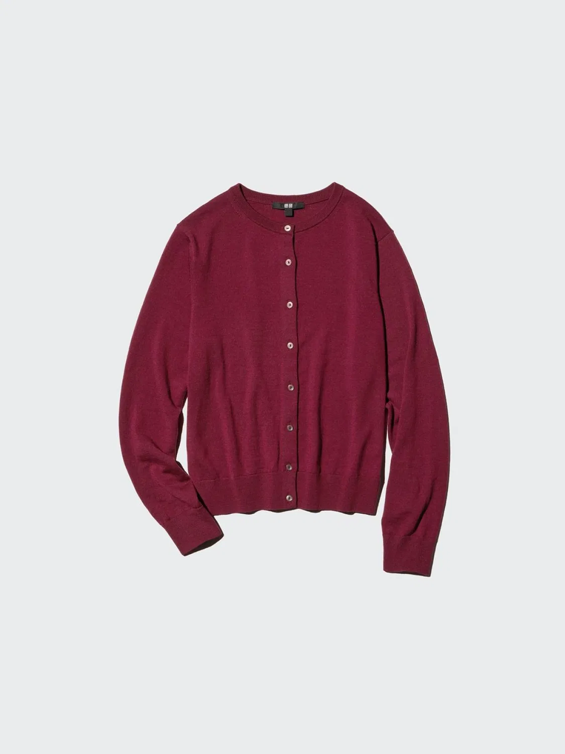 Кардиган из мериносовой шерсти с длинным рукавом Uniqlo, красный