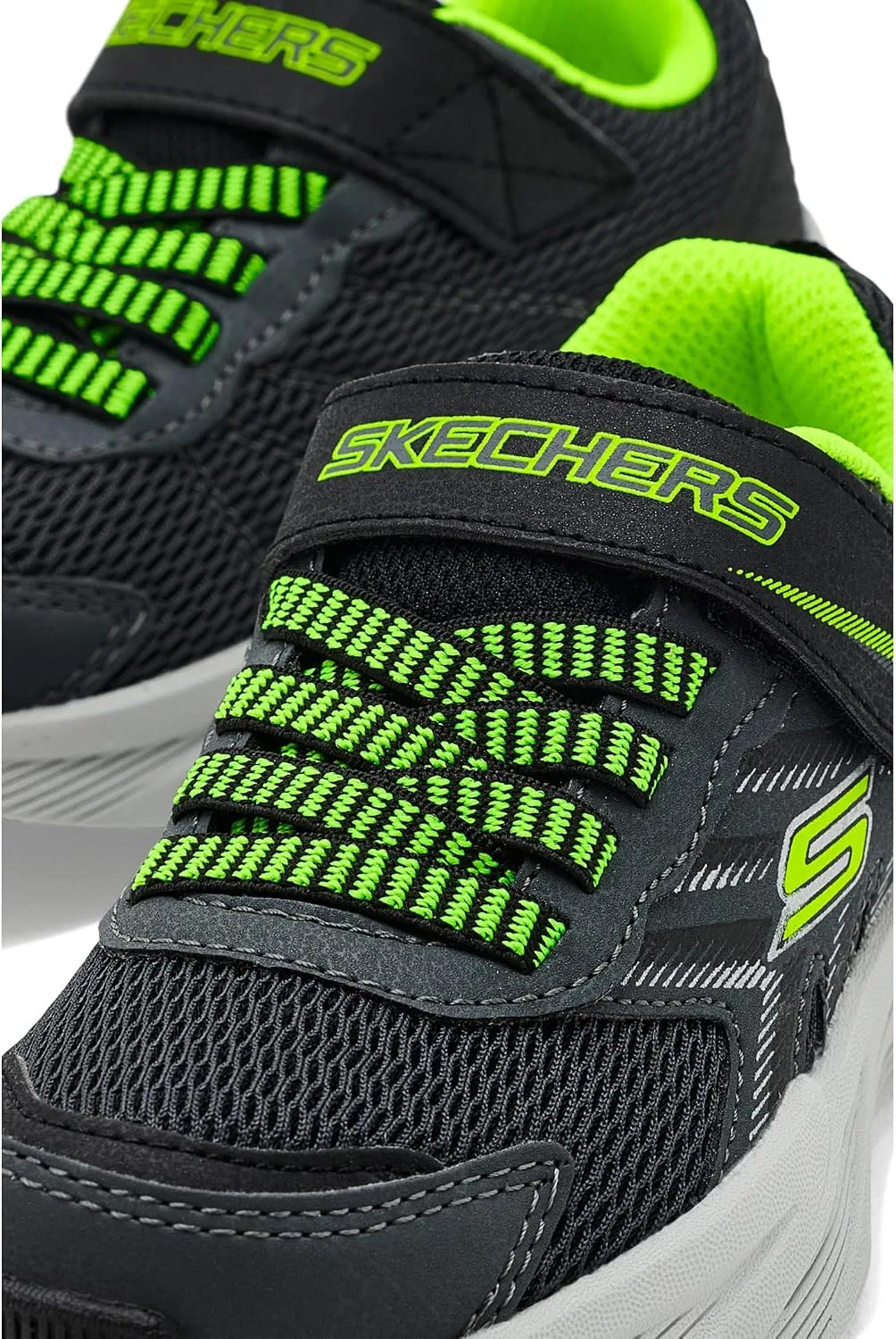 Детские кроссовки для мальчиков Microspec Tread Skechers, Charcoal Black Synthetic/Charcoal Textile/Lime Trim — фото 2