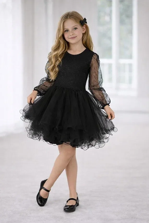 Детское платье для девочек с блестками Party Dıgıl Kids, Black