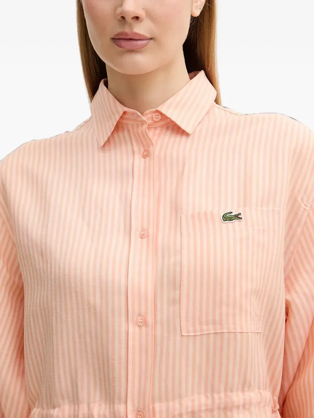 Полосатое платье миди Lacoste, оранжевый — фото 4