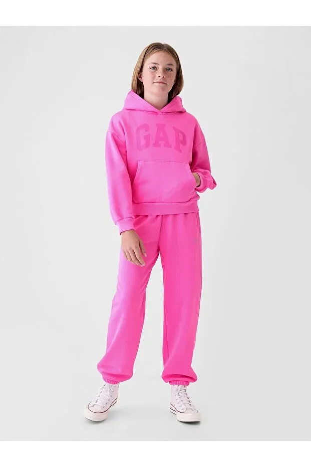 Детские спортивные штаны для девочек с принтом Logo Jogger Sweatpants Gap, Pink-003