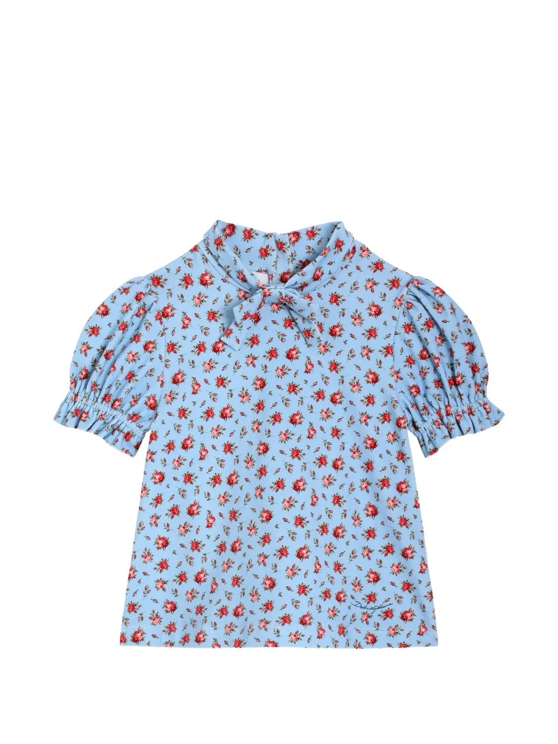 Блузка с цветочным узором Dolce & Gabbana Kids, синий