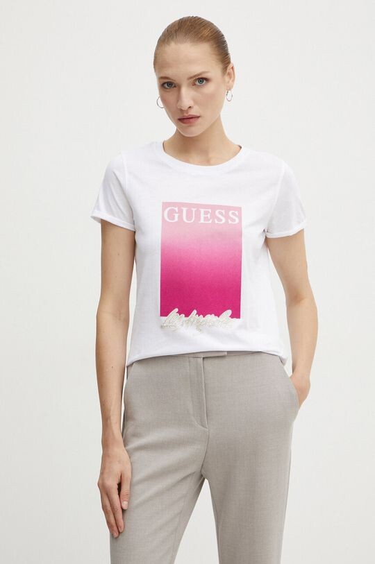 

Хлопковая футболка Guess, белый