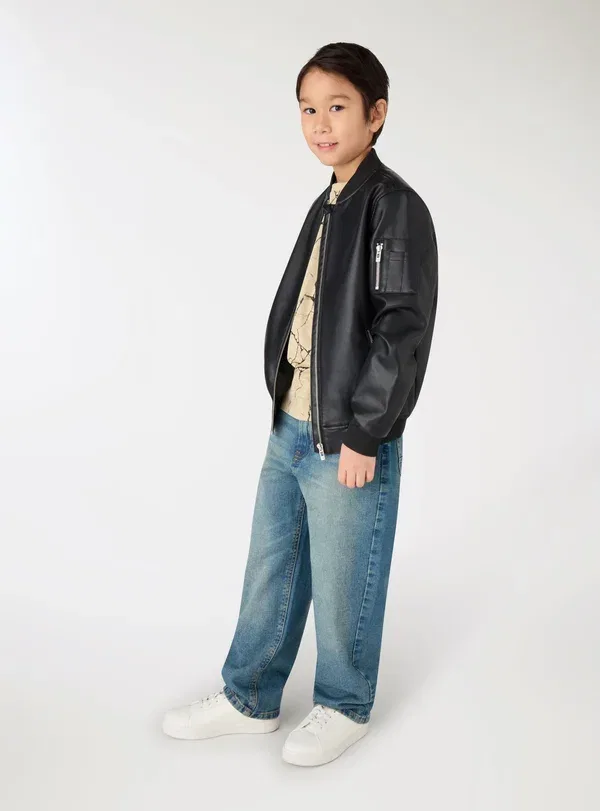 Куртка из полиэстера Bomber jacket Terranova, черный