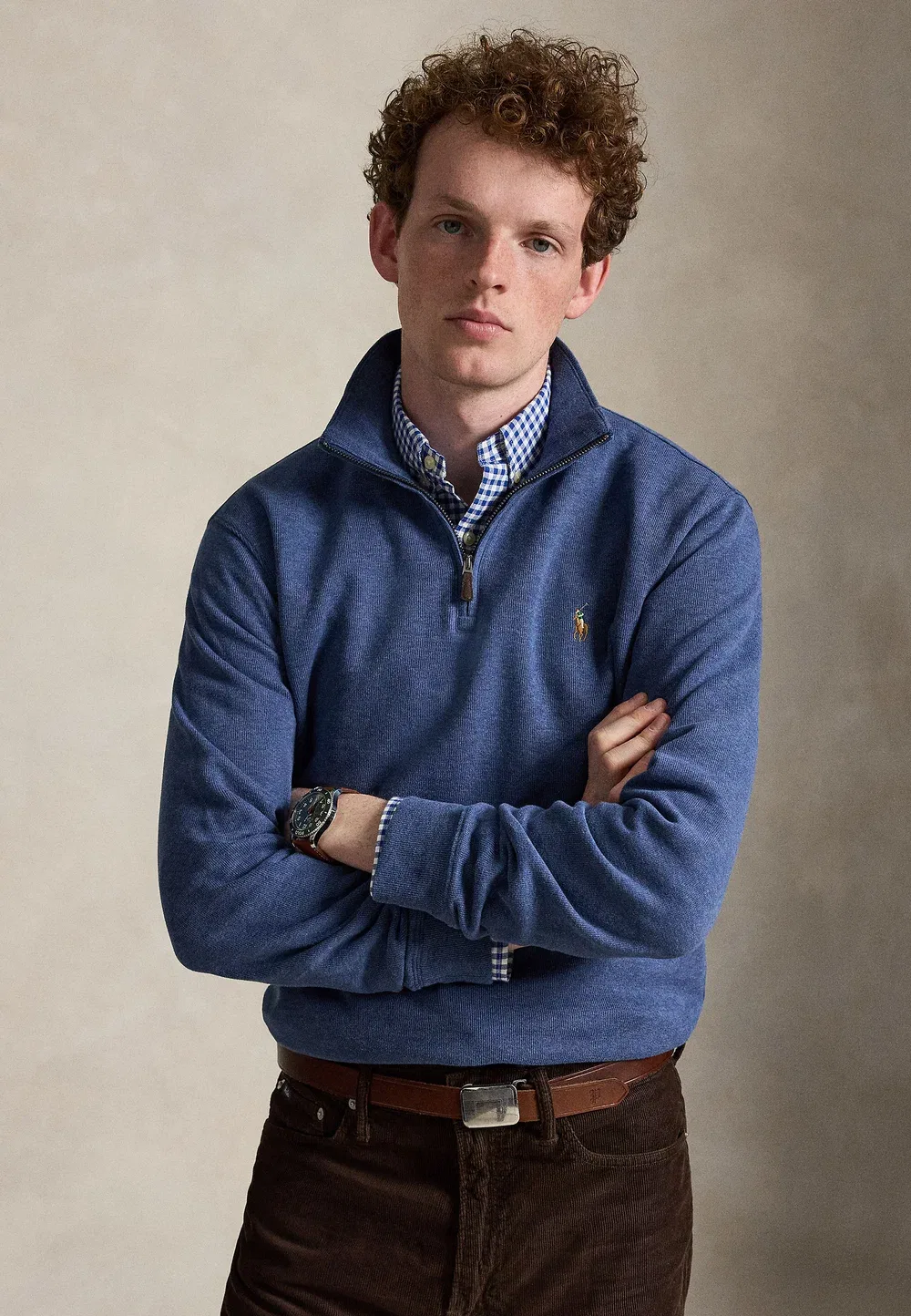 Толстовка с застежкой-молнией до середины груди Polo Ralph Lauren, Derby Blue Heather
