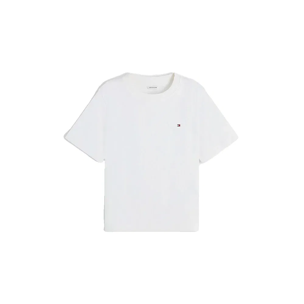Женская хлопковая футболка Interlock Boxy Fit Tommy hilfiger, White — фото 3