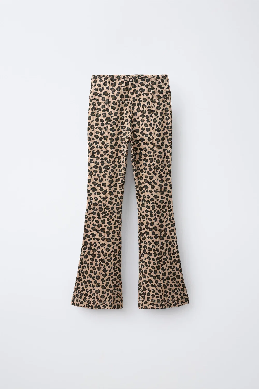 Расклешенные ребристые леггинсы ZARA, Leopard