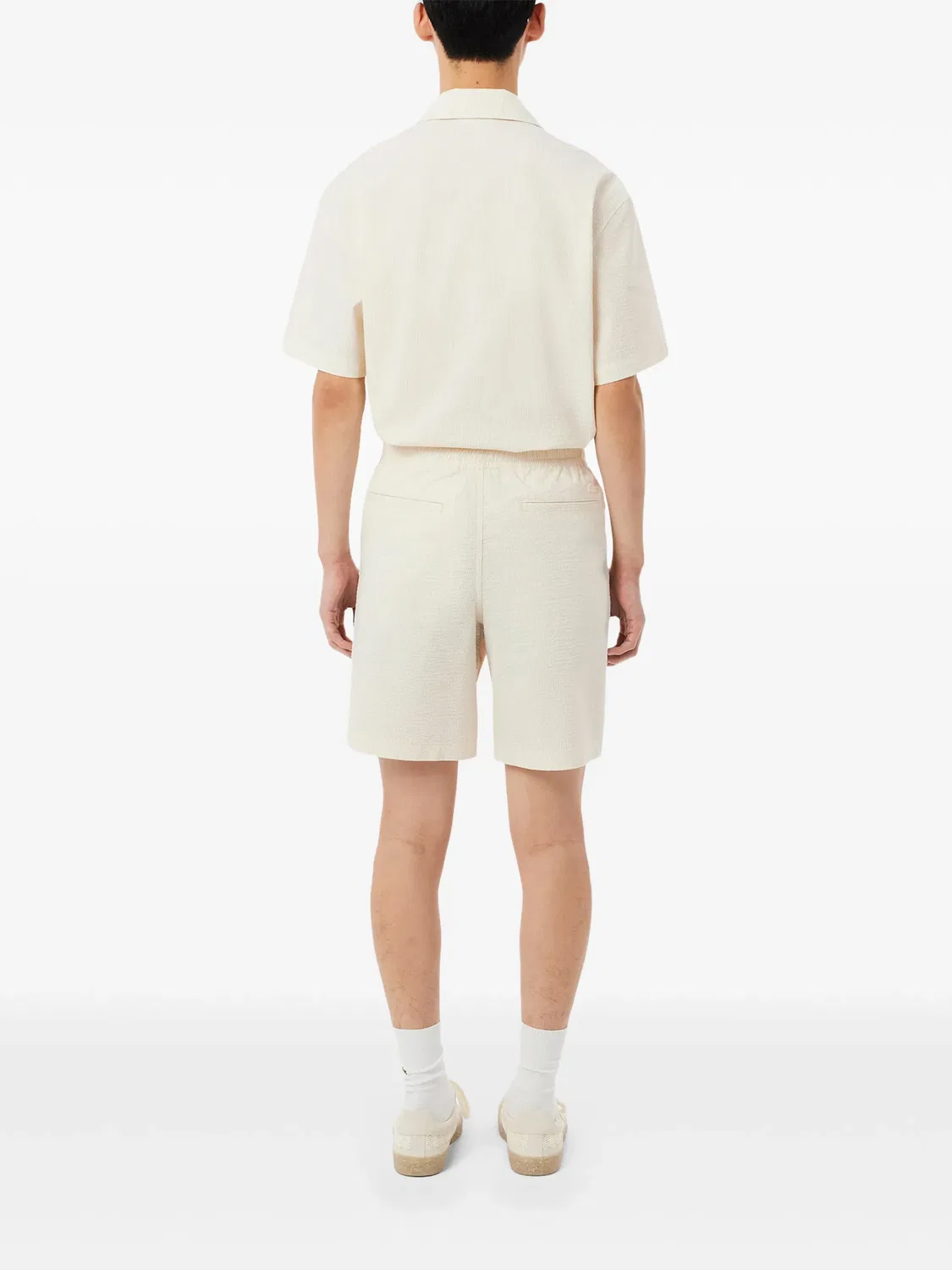 Полосатые шорты с кулиской нейтрального оттенка Lacoste, нейтральные — фото 2