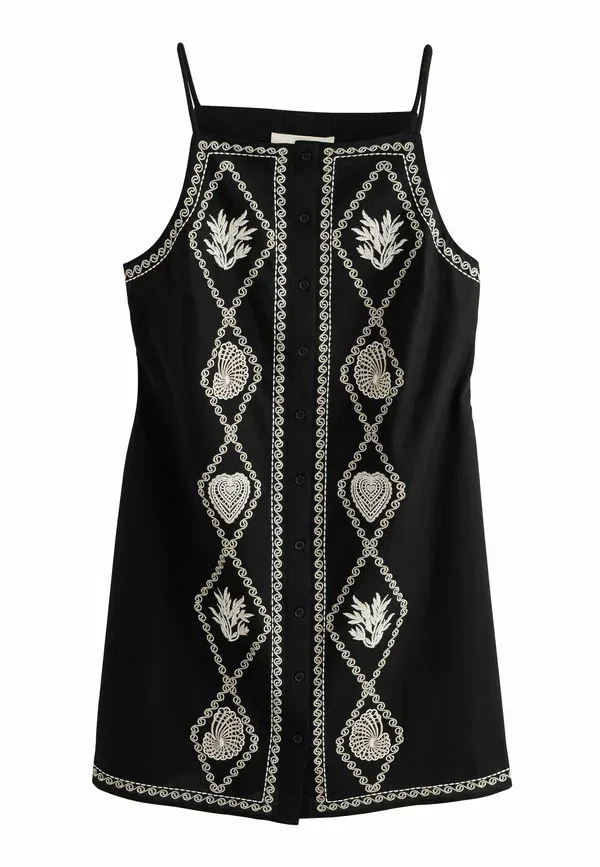Платье с вышивкой Day dress Next natural, черный