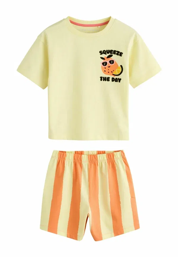 Комплект пижам из 3 штук, хлопок, Regular fit - short pyjamas 3 pack, Next, Yellow, Orange, Summer, синий/желтый/оранжевый — фото 3