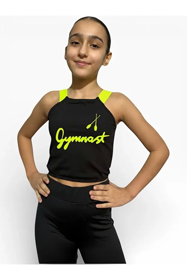 Детское для девочек топ-бюстье с принтом Labut Gymnast Design She Can Wear, Yellow-Ribboned Gymnast