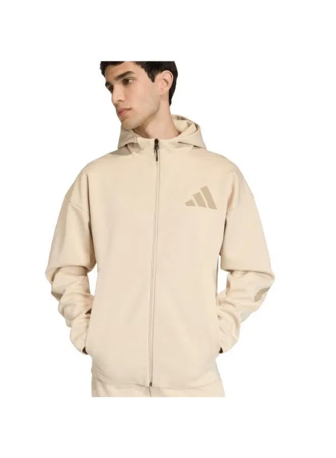Куртка спортивная на молнии с капюшоном Z.N.E. Adidas, бежевый — фото 3