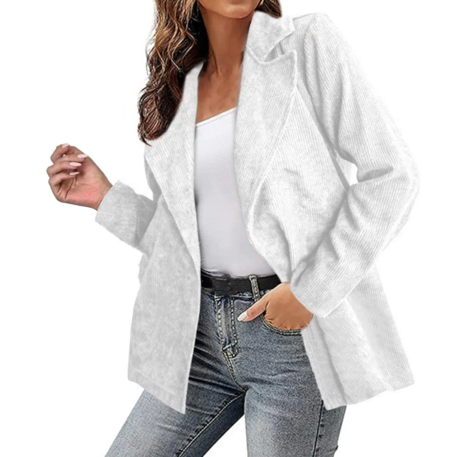 Женская куртка с капюшоном Corduroy Cardigan Jacket, White
