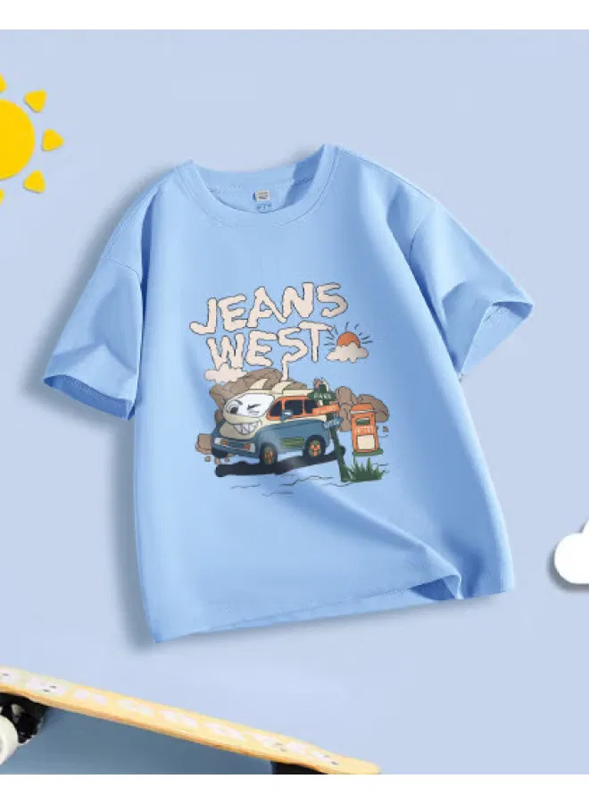 Jeanswest Футболка с принтом машинок для мальчиков, синяя