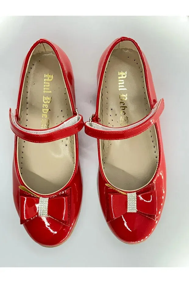 Детские балетки для девочек с бантом Emela Kids Shoes, Red — фото 2