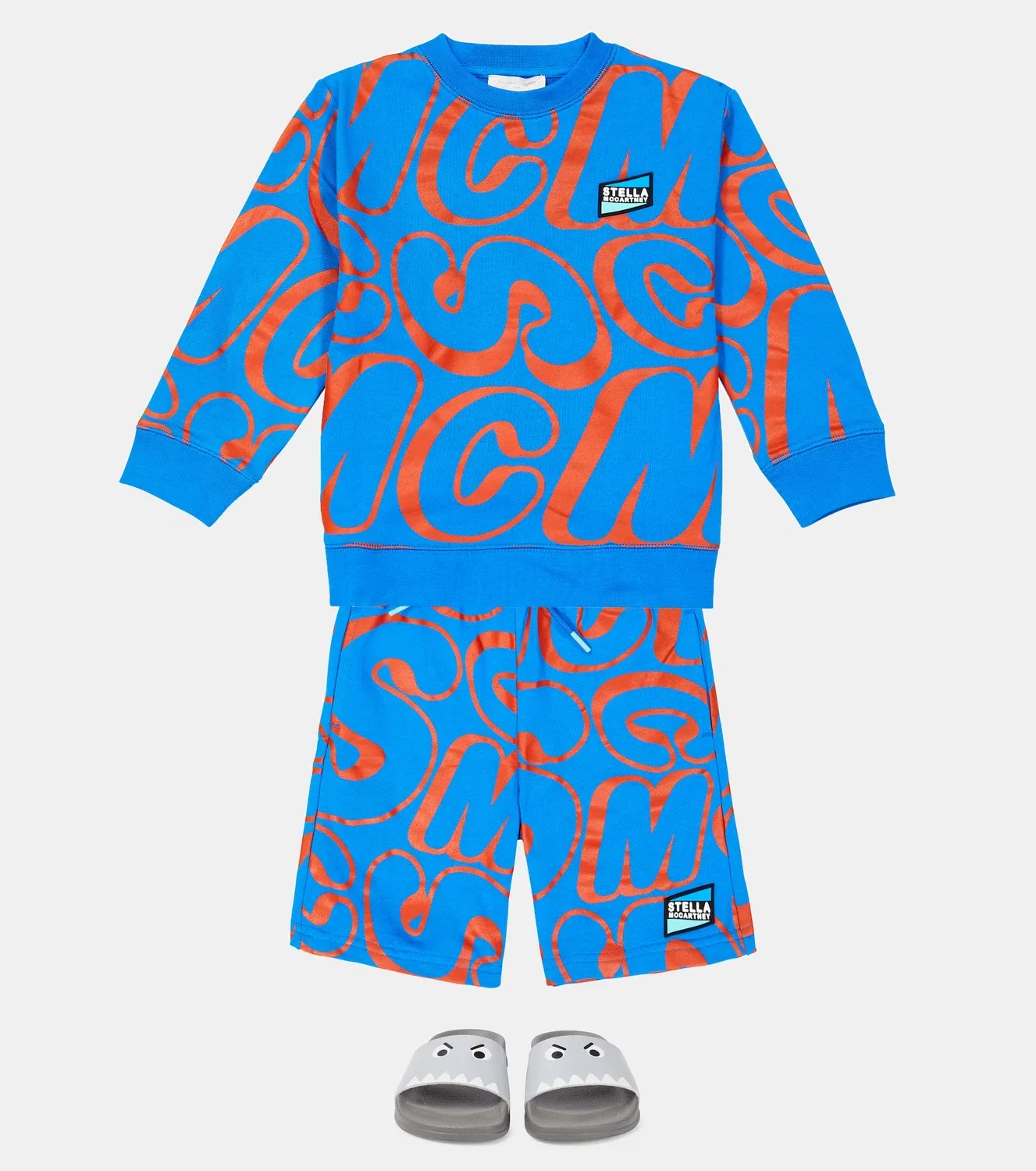 Комплект свитшота и шорт с принтом Stella Mccartney Kids, синий — фото 2