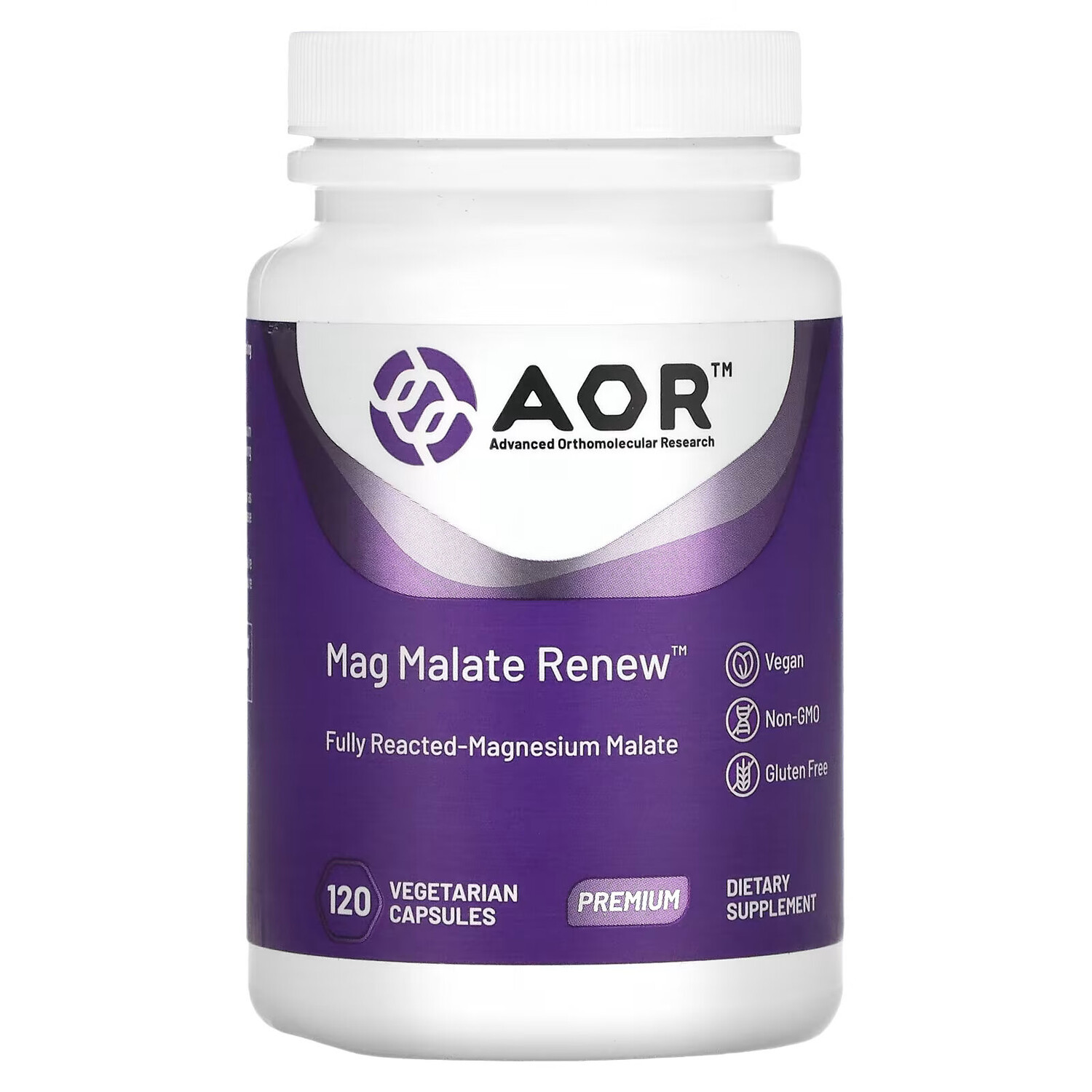 

Advanced Orthomolecular Research AOR, Mag Malate Renew, 120 растительных капсул