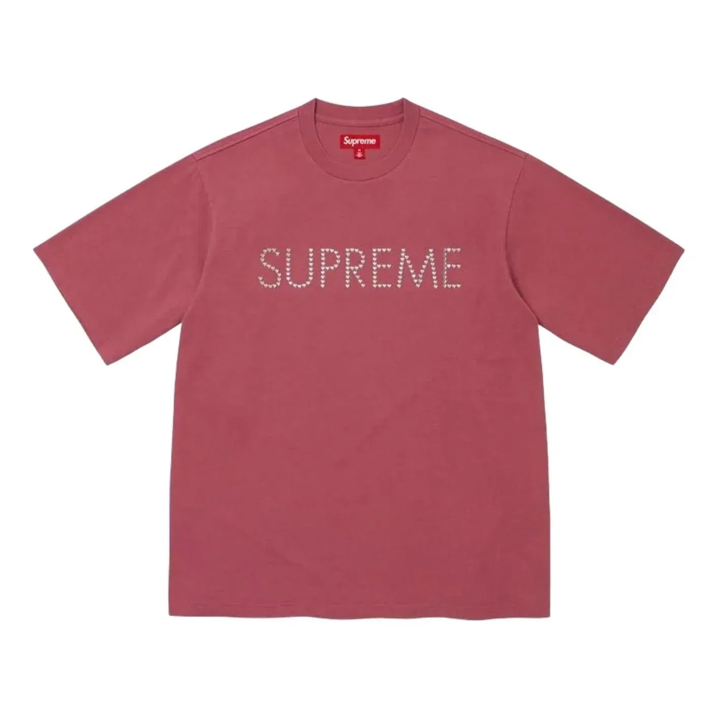 Мужская футболка FW26 Hearts Studded S/S T-Shirt 'Dusty Rose' Supreme, Dusty Rose