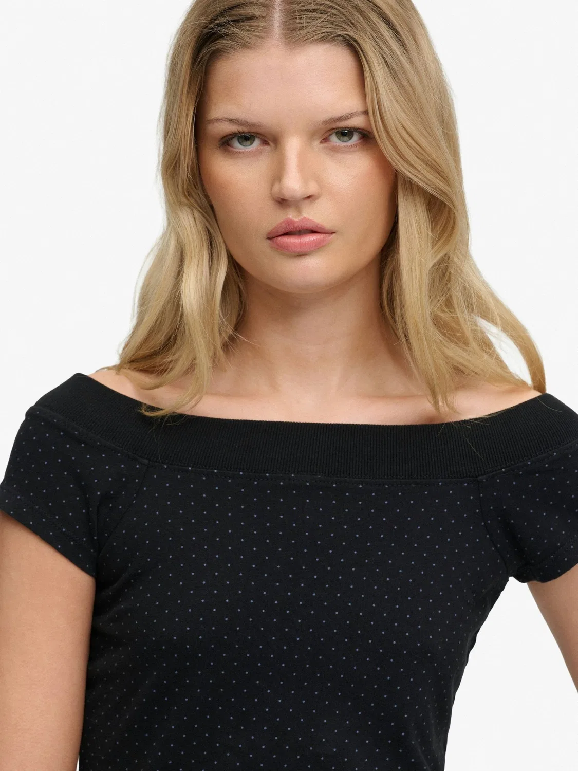 Топ с открытыми плечами, гороховый принт Superdry, Black Polka Dot — фото 2