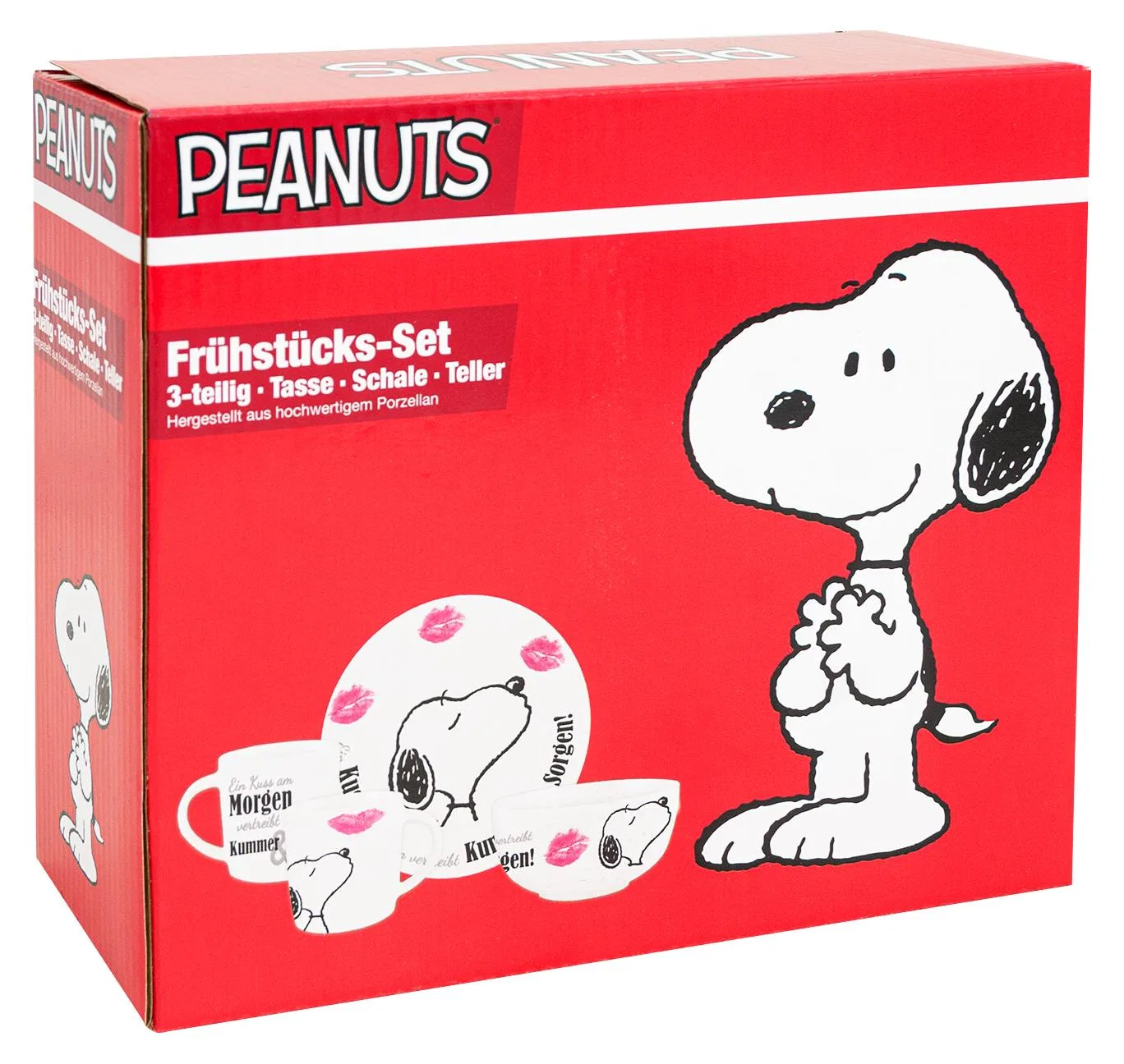 Детский набор посуды Snoopy Ein Kuss am Morgen, 3 предмета, фарфор, United Labels, Белый — фото 2