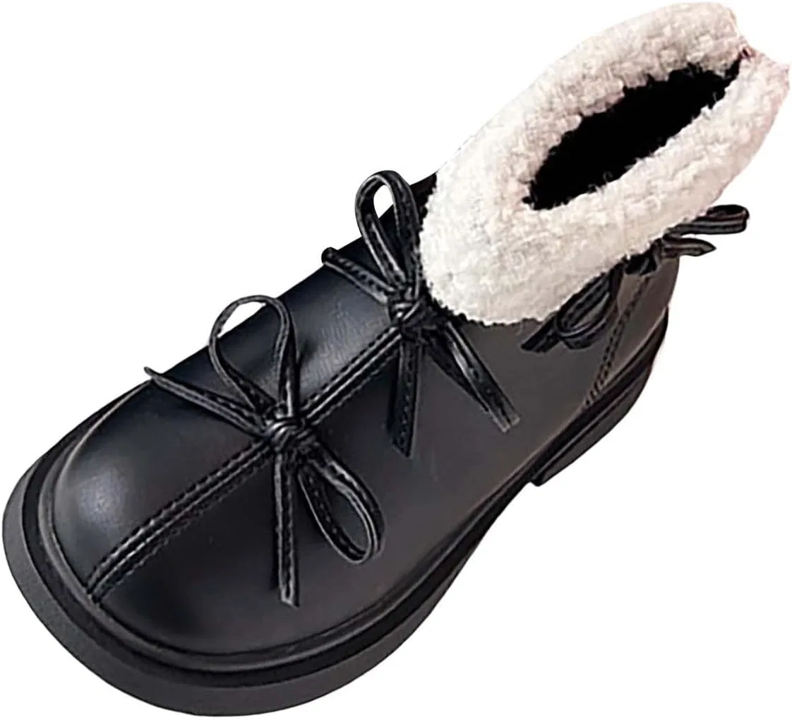 Детские зимние сапоги для девочек с принтом She𝗿pa PU Leather Bowknot, Black