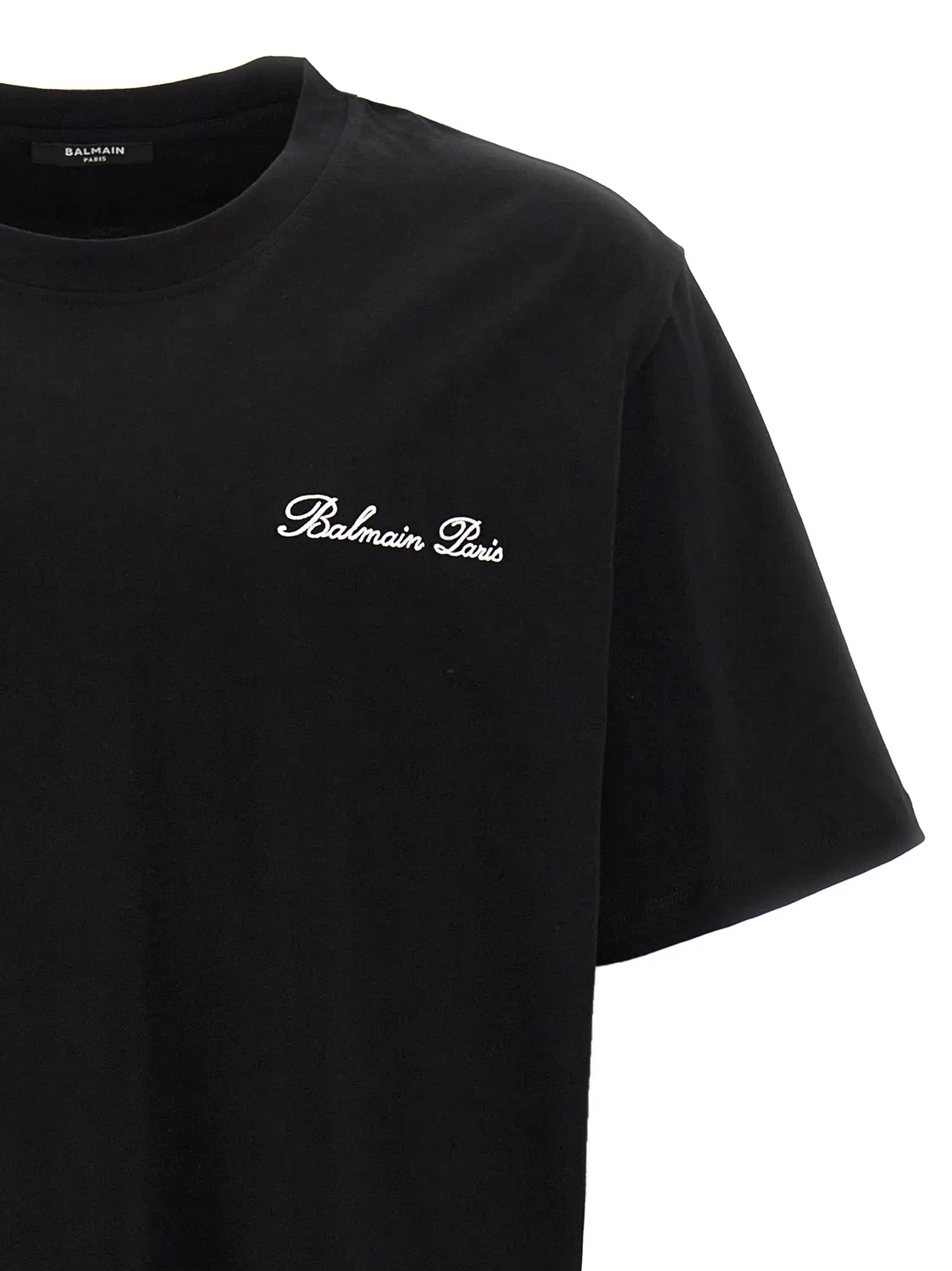 Мужская футболка с вышитым логотипом Bicolor Cotton T-Shirt Balmain, White/Black — фото 3
