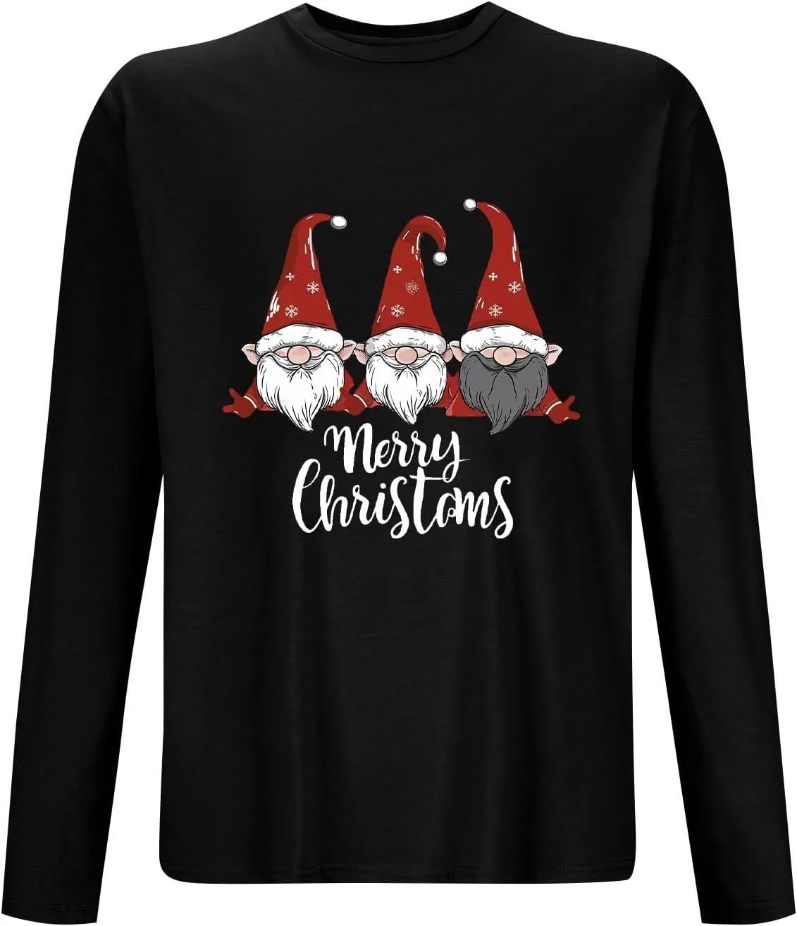 Рубашка с гномом Merry Christmas, Long Sleeve T-Shirt, мягкая и удобная — фото 3