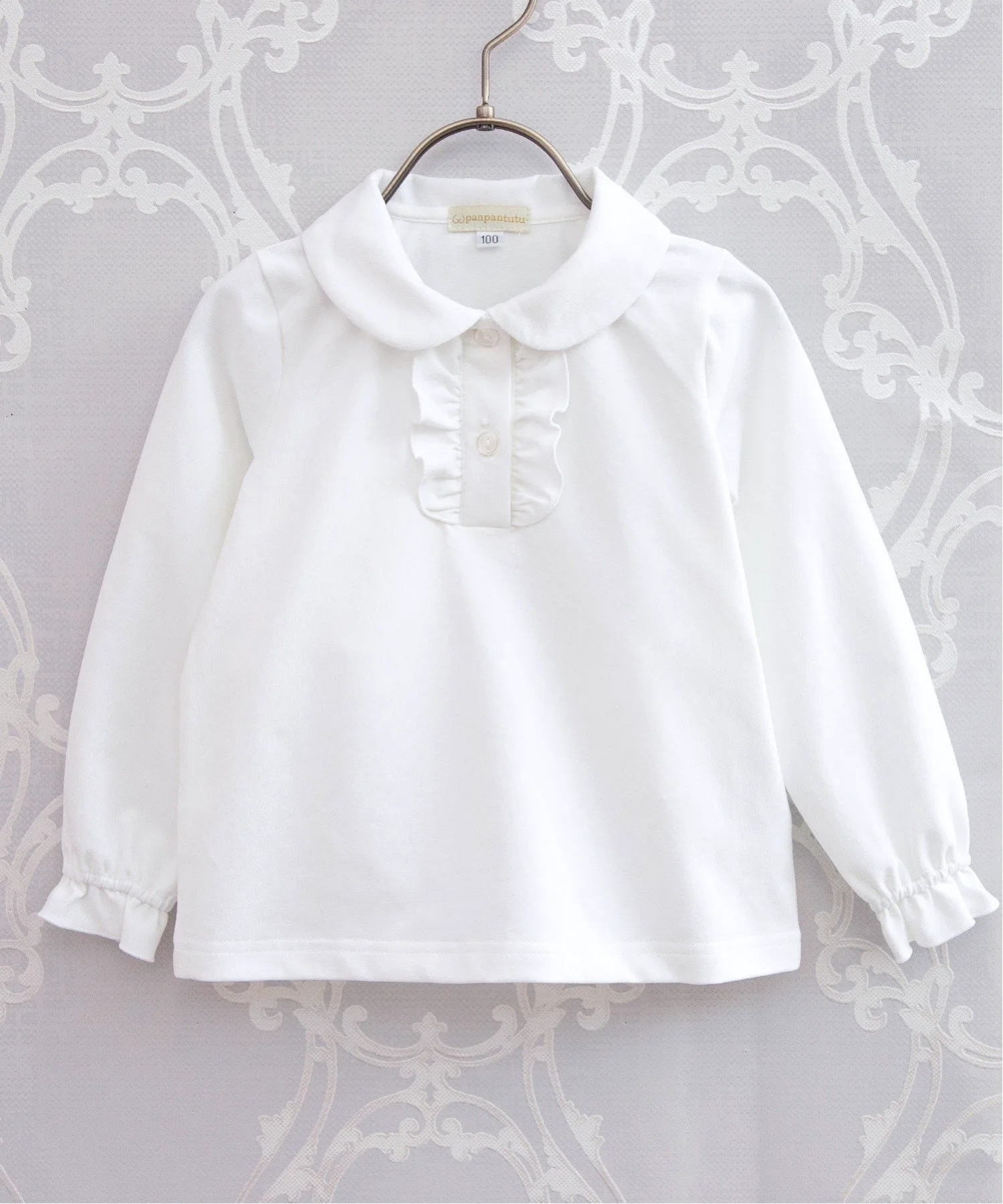 Классическая блузка с оборками Panpantutu, цвет White — фото 3