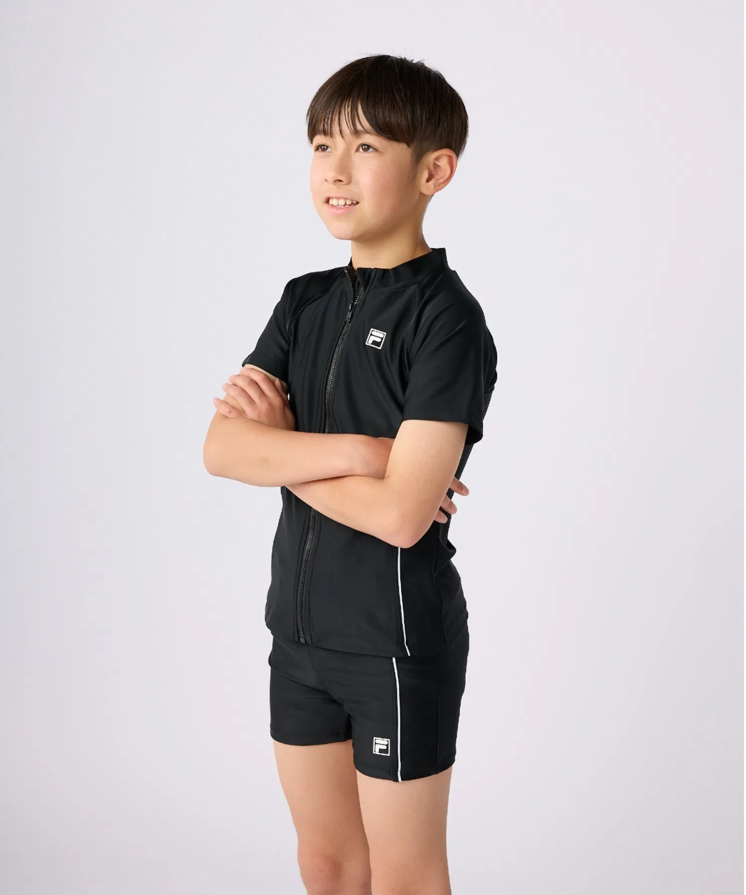 【FILA】Школьный купальник на молнии, школьная одежда для плавания, унисекс, UPF50+ — фото 4