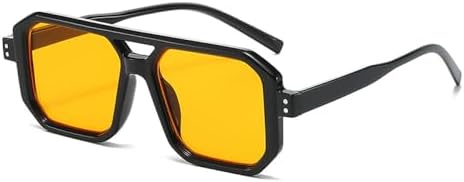 

Ретро-солнцезащитные очки с двойной перемычкой, квадратной формы, в стиле панк, модные, с прозрачными градиентными линзами, защита от УФ-излучения UV400, для женщин MTZJH, Black Orange