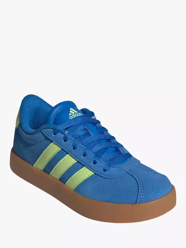 Детские замшевые кроссовки VL Court 3, сине-зеленые adidas — фото 2