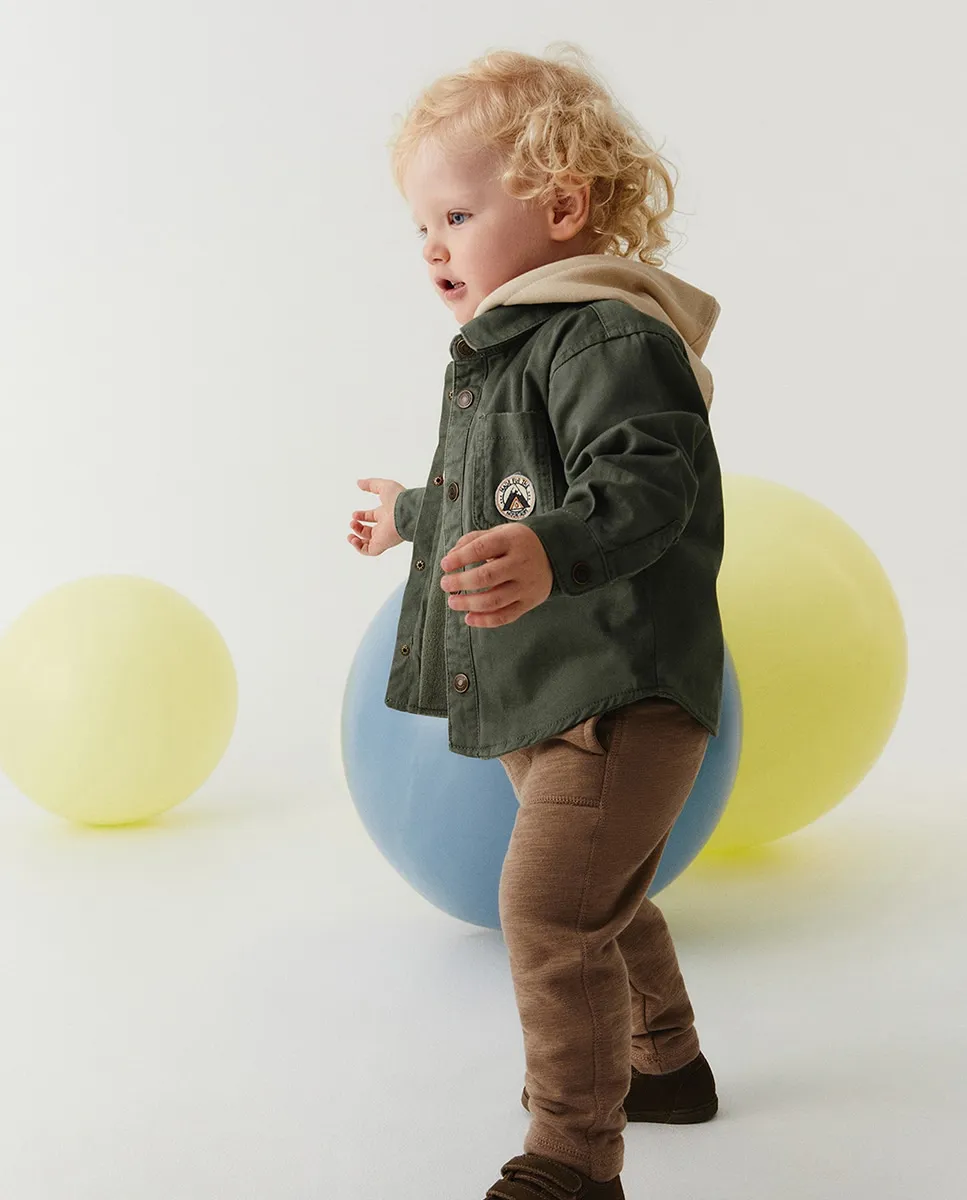 

Фланелевая рубашка-толстовка с подкладкой Sfera, хаки