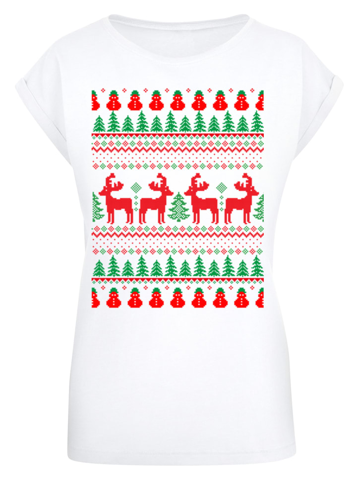 

F4NT4STIC Рождественская футболка с рисунком оленей, белого цвета, Белый, F4NT4STIC Рождественская футболка с рисунком оленей, белого цвета