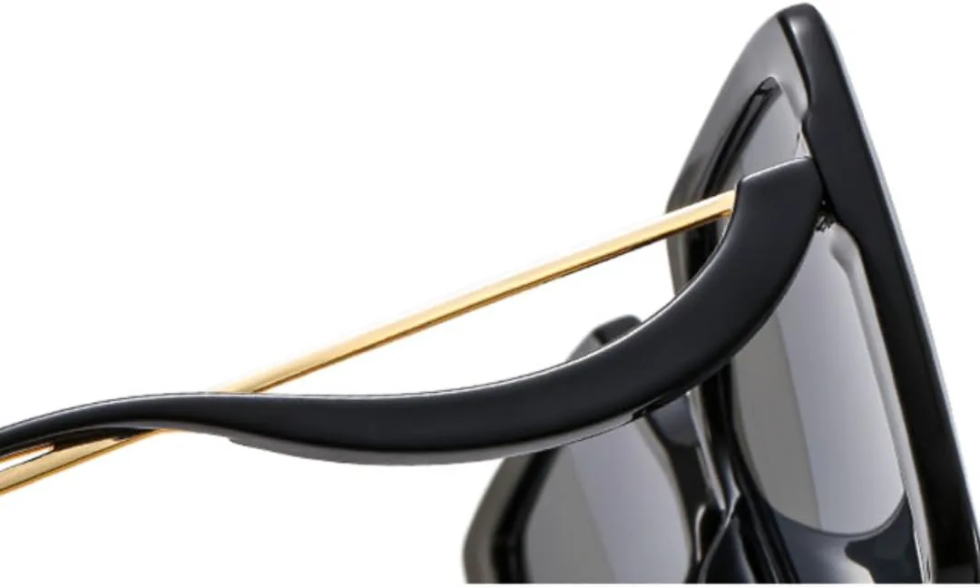 

Модные солнцезащитные очки неправильной квадратной формы для женщин с металлическими шарнирами, ретро-очки с защитой от УФ-излучения UV400 для мужчин UATXTAU, Black