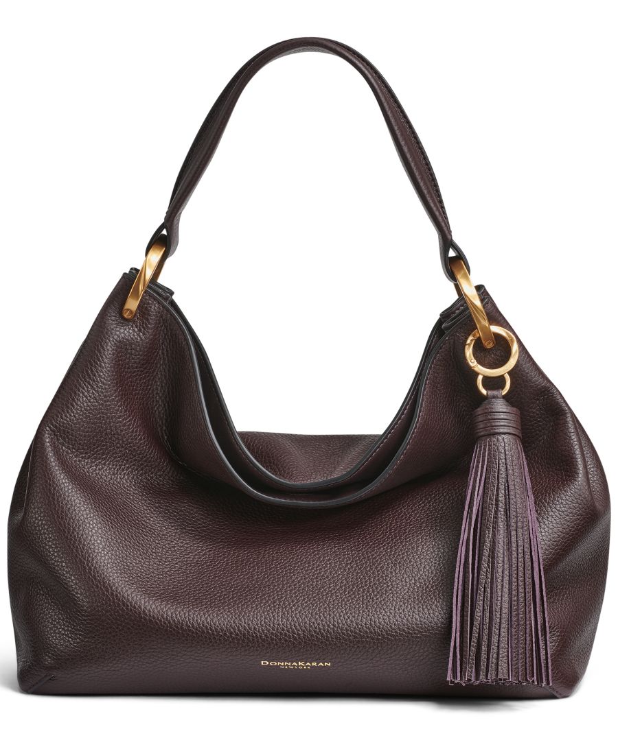 

Кожаная наплечная сумка Glenwood с кисточкой Donna Karan New York, Chocolate Plum