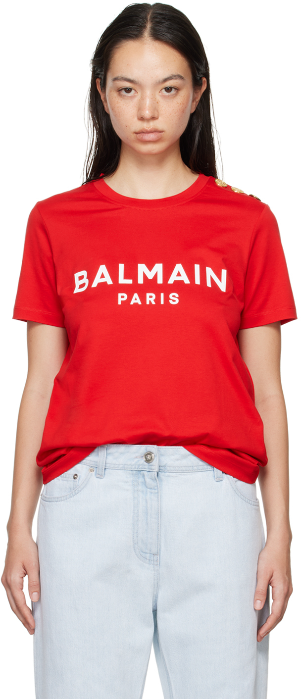 

Красная футболка «Париж» Balmain