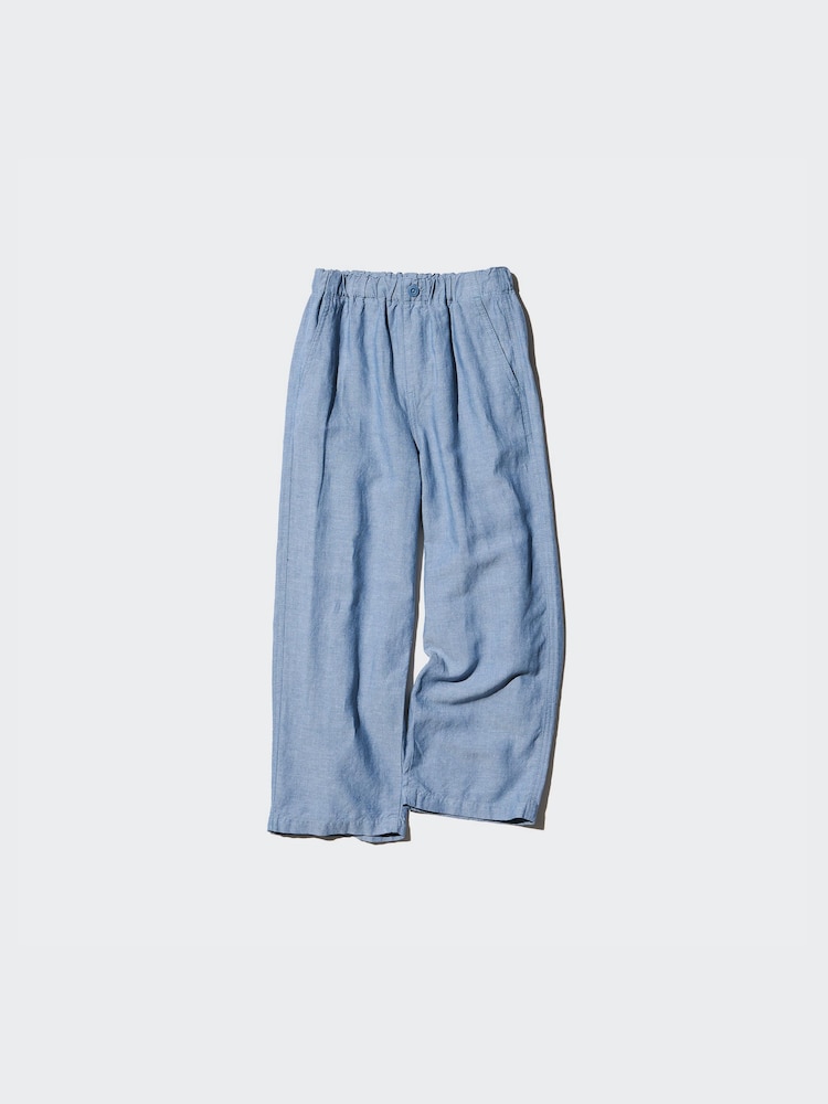 Широкие брюки из льняной смеси Uniqlo, цвет 09 черный — фото 4