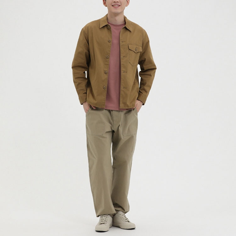 Рубашка мужская светло-коричневая Uniqlo, коричневый — фото 2