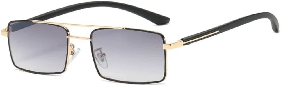 

Солнцезащитные очки прямоугольной формы 2027 года для женщин, уличный стиль, очки с двойным дужком, летние очки для путешествий, коричневые MTZJH, Gold Gray