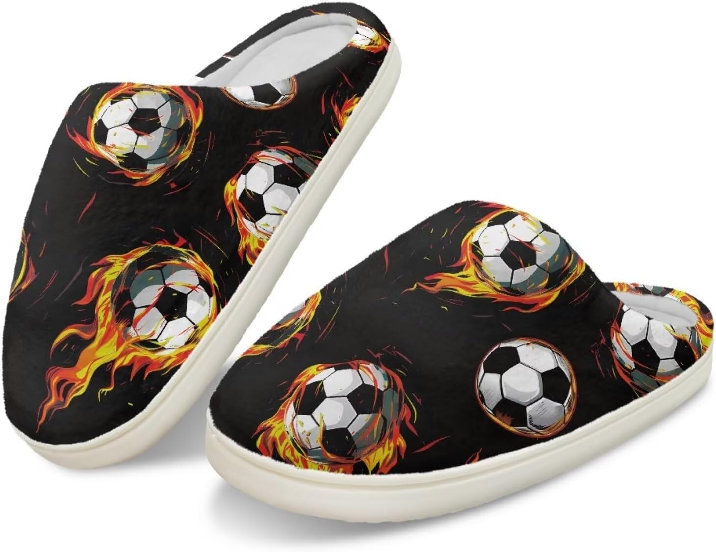 

Мягкие тапочки для женщин, домашние милые тапочки для подростков, размер 4-12 Cugasmaru, Fire Soccer