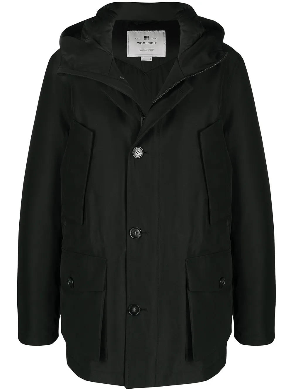 

Однобортный пуховик WOOLRICH, черный