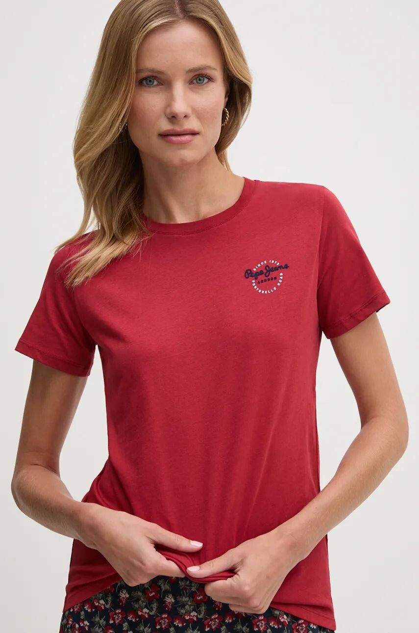 

Хлопковая футболка Pepe Jeans GABRIELA, гранатовый