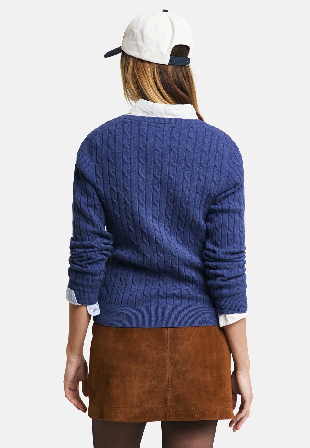 

Джемпер STRETCH CABLE V-NECK GANT, темно-синий