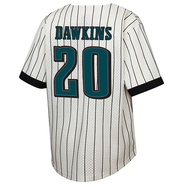 Бейсбольная футболка youth brian dawkins cream philadelphia eagles с именем и номером игрока Mitchell & Ness — фото 4
