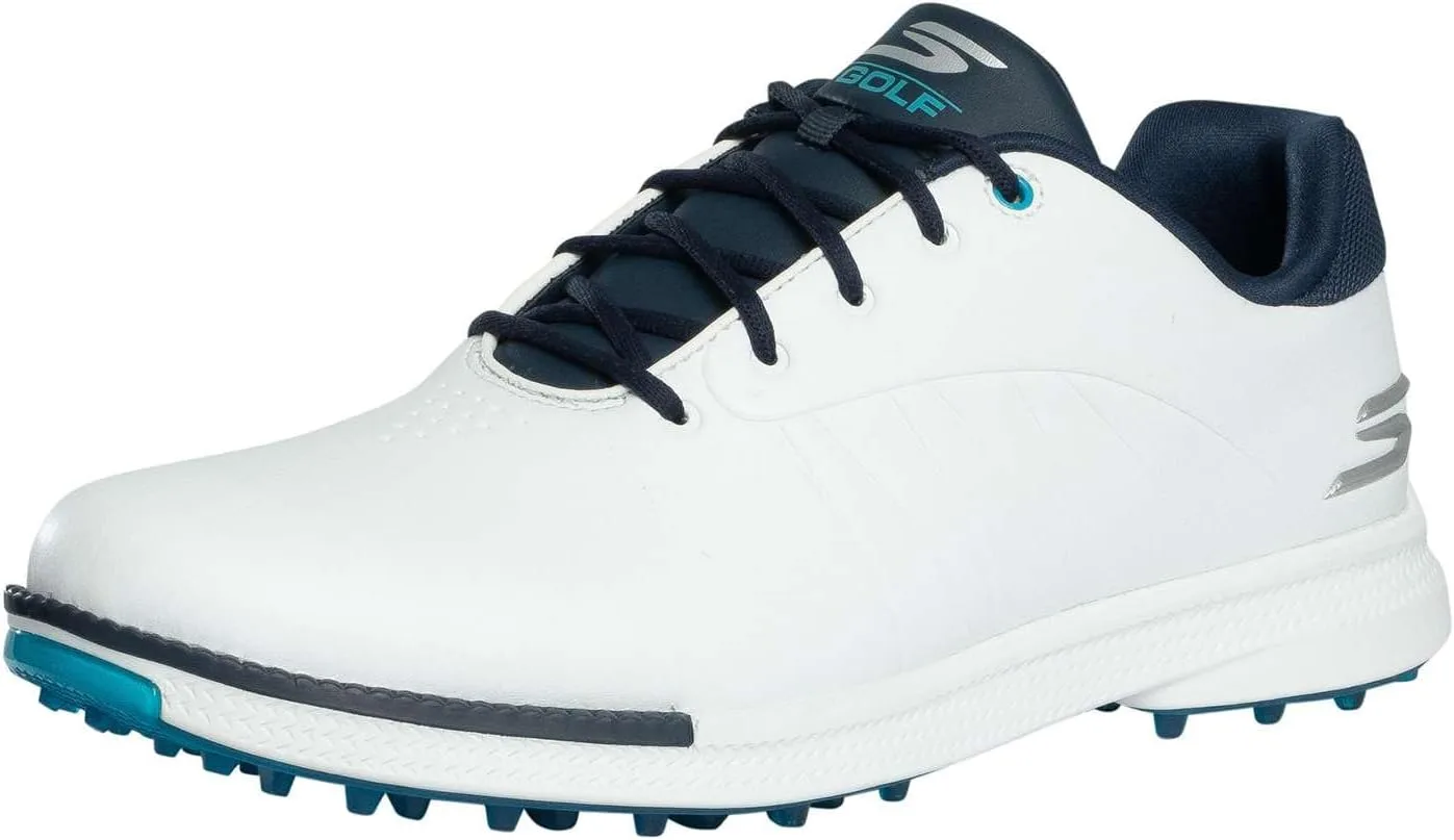 Мужские водонепроницаемые легкие кроссовки для гольфа Skechers Tempo без шипов, белый/темно-синий
