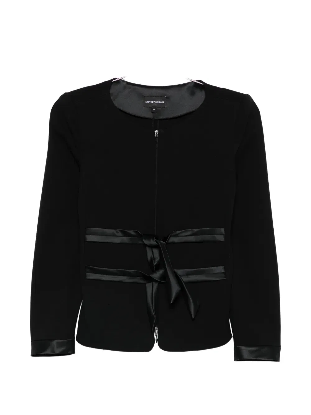 Куртка без воротника с бантом EMPORIO ARMANI, черный