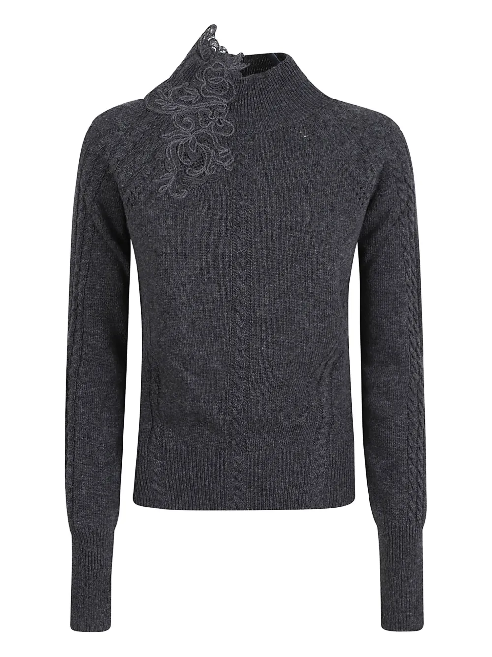 

Джемпер с кружевной вязкой косами Ermanno Scervino, серый