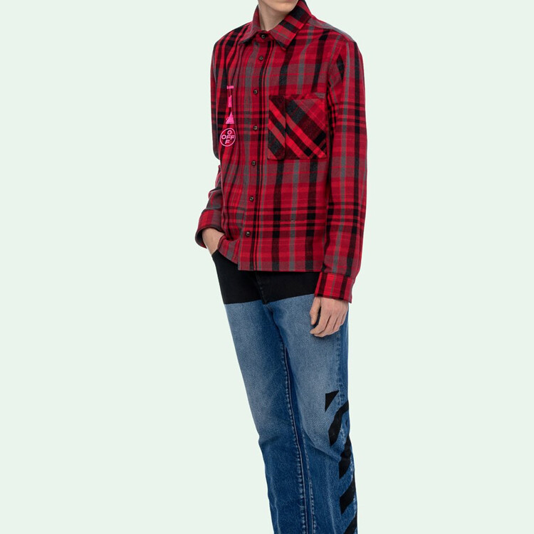 Рубашка из хлопковой смесовой фланели в клетку Mariana De Silva Off-White — фото 4