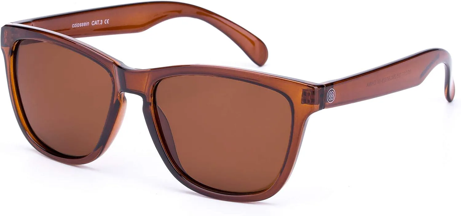 

Женские солнцезащитные очки COLOSSEIN, классическая квадратная оправа, зеркальные линзы UV400, подходят для пляжа, отдыха и вождения, C15 - Brown Polarized Lens