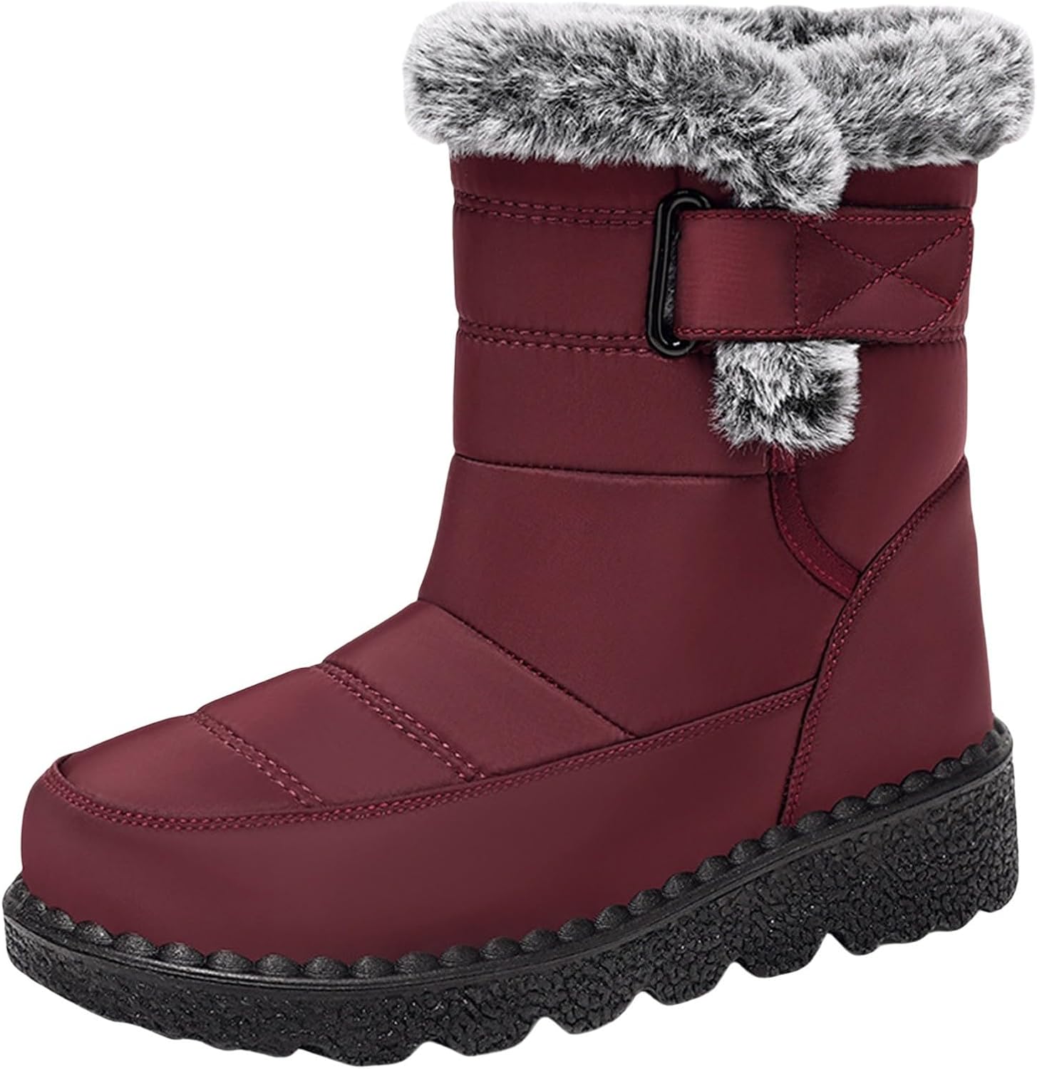 

Женские и мужские зимние ботинки с теплой меховой подкладкой, удобные, нескользящие, ботильоны на толстой подошве для прогулок на улице Generic, красный